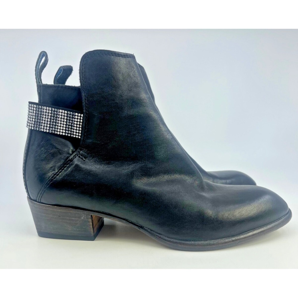 MOMA Women's Boots Chelsea Boots Fox Nero Size 39 1/2 Black Leather Block Heel